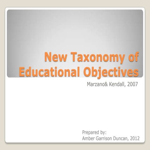 New Taxonomy of Educational Objectives