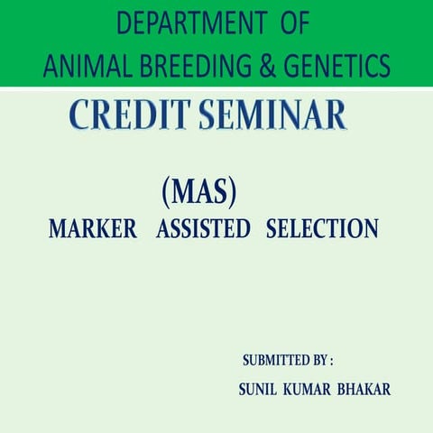 Marker assisted selection