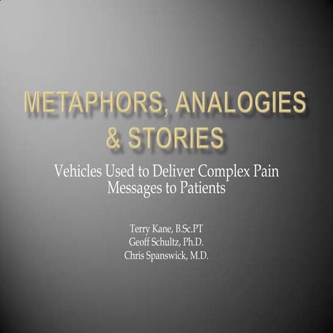 Metaphors, Analogies & Stories In Chronic Pain