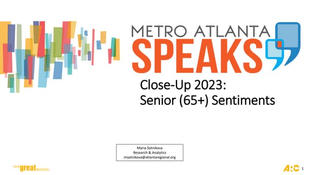 Summary of Senior (65+) Perceptions from 2023 Metro Atlanta Speaks