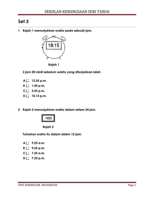 Masa Dan Waktu Set 3