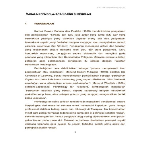 Masalah pembelajaran sains