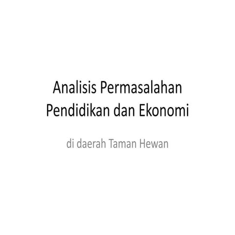 Masalah pendidikan dan ekonomi
