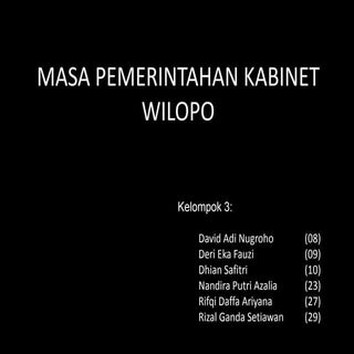 Masa Pemerintahan Kabinet Wilopo