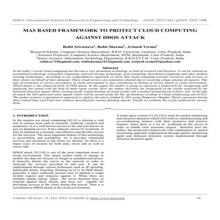 Mas based framework to protect cloud computing