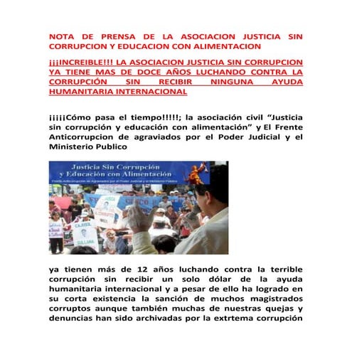 Mas de 12 años luchando contra la corrupcion