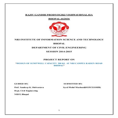 Under Ground  water tank design including estimation and costing