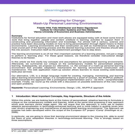 Designing for Change: Mash-Up Personal Learning Environments