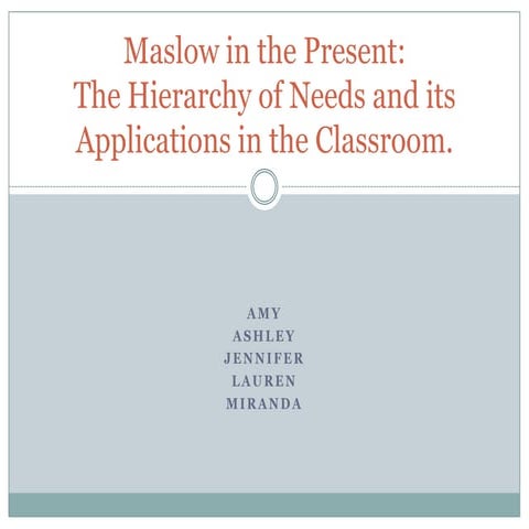 Maslows Hierarchy in the Classroom