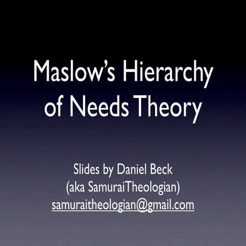 Maslow’s Hierarchy Of Needs Theory