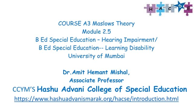 Maslows Theory of Motivatation powerpoint presentation