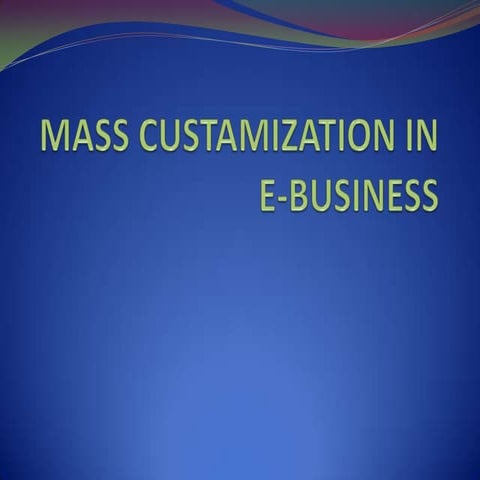 Mass Custamization In E Business