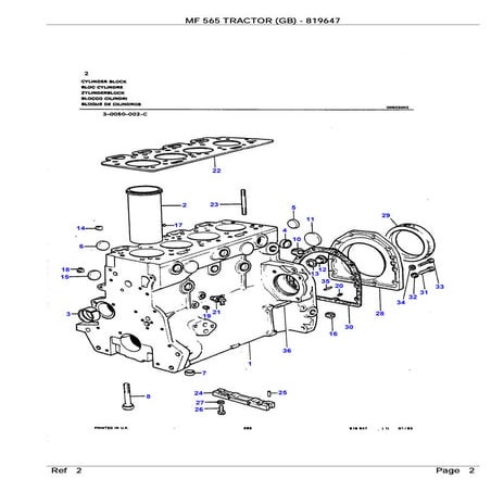 Massey ferguson mf 265 tractor, 193552 (gb) parts catalogue manual | PDF