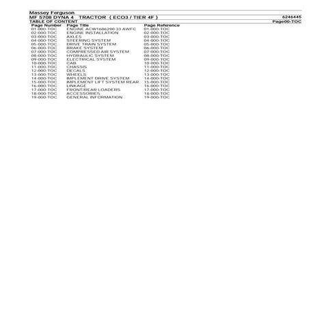 Massey Ferguson MF 5708 DYNA 4 TRACTOR (ECO3 TIER 4F) Parts Catalogue ...