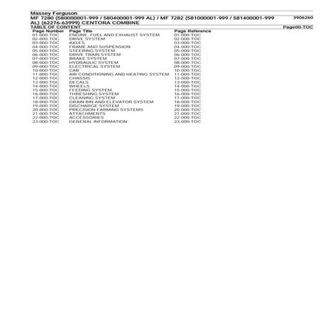 Massey ferguson mf 7282 (581000001 999 581400001-999 al) (62276-63999 ...