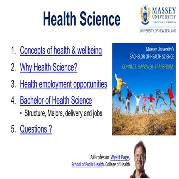 Massey University Information Evening 2017 - Health Science | PPTX
