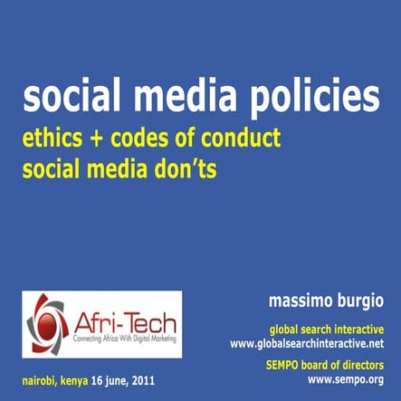 Massimo Burgio Social Media Policy AfriTech Kenya Summit Nairobi