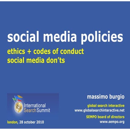 Massimo Burgio: Social Media Policies and SMM Tips