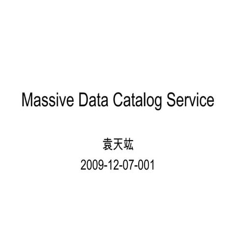 Massive data catalog service 2009 12-07-001
