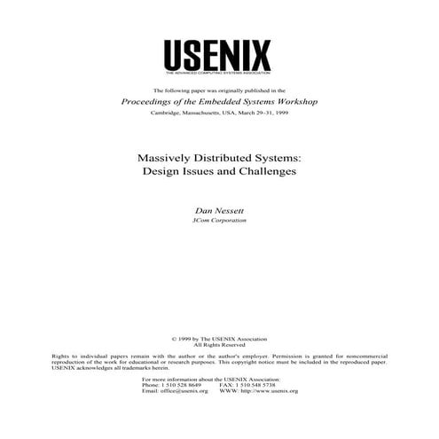 Massively Distributed Systems: Design Issues and Challenge