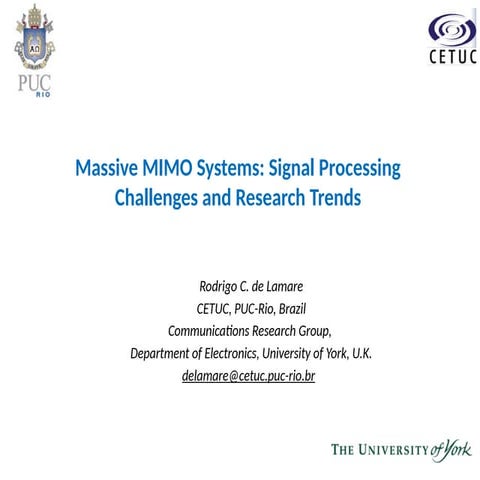 MassiveMIMO signal processing trends and directions