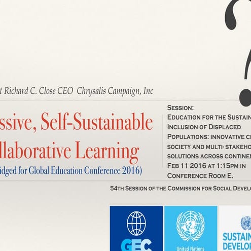 Massive Sustainable Learning SDGs for 2016 Global Education Conference richar...