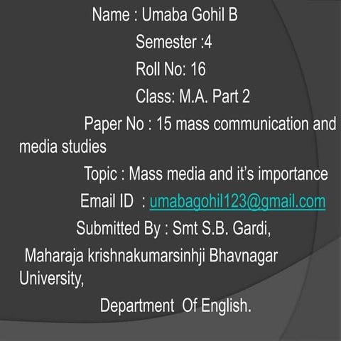 Mass Media and it's importance P-15