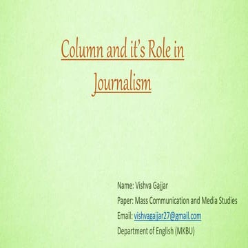 Column and it's Role in Journalism