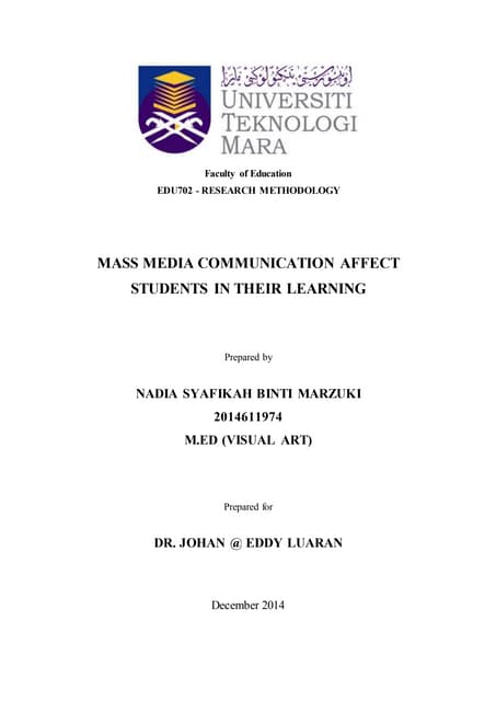 Mass media affect children in their...