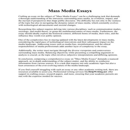 Mass Media Essays