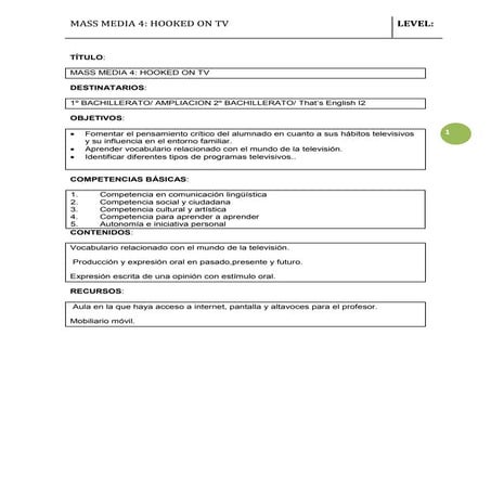 Mass media hooked on tv blog