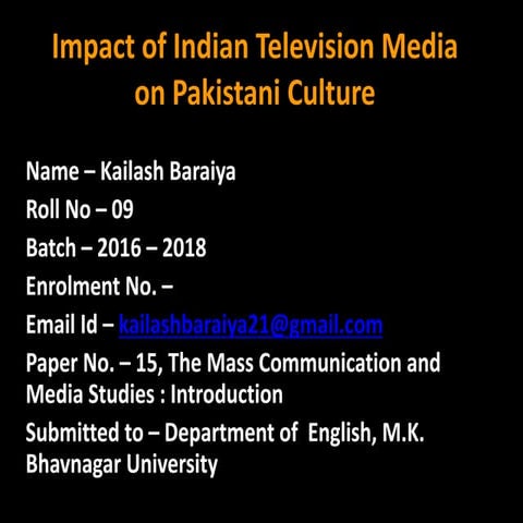 Impact of Indian Television on Pakistani Culture