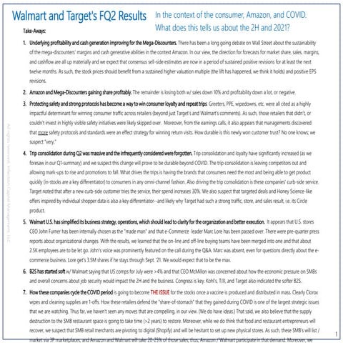 Target's and Walmart's and what's happening to the retail