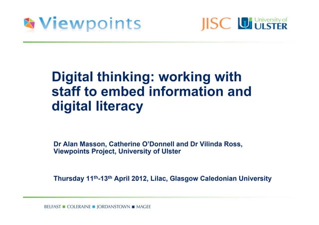 Masson O'Donnell & Ross - Embedding information literacies into the curriculu...