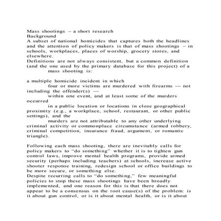 Mass shootings – a short researchBackgroundA subset of nationa