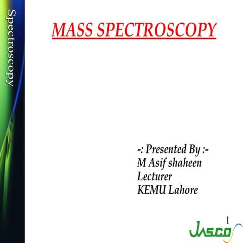 Mass spectroscopy, Ionization techniques and types of mass analyzers 