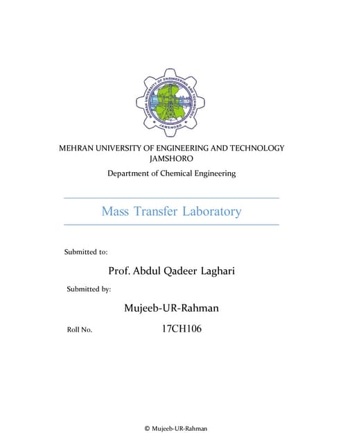 Mass transfer lab equipment's