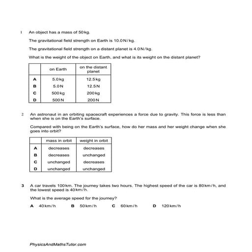 Mass & Weight (Multiple Choice) QP.pdf