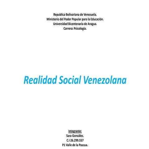 Realidad Social Venezolana