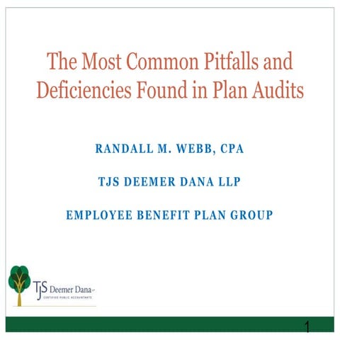 Randall Webb - TJSDD - Common Pitfalls and Deficiencies Found in Plan Audits