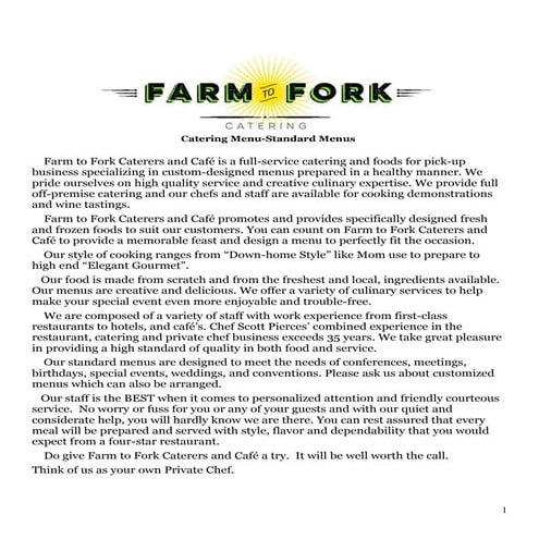 Master catering menu farm to fork 2017