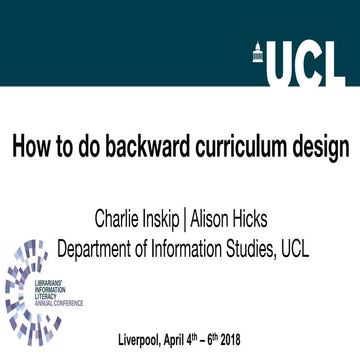 How to do backward curriculum design - Inskip & Hicks