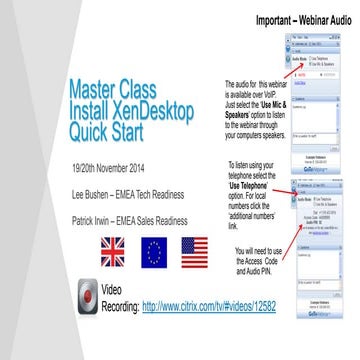XenDesktop Master Class - Live Installation of XenDesktop/XenApp 7.6