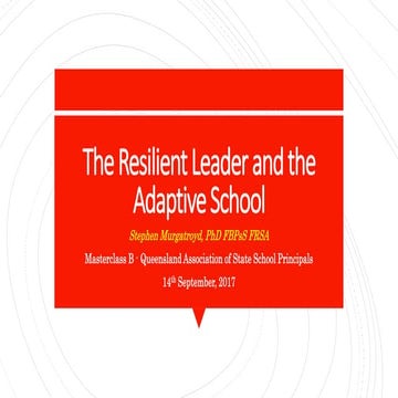The Resilient Learner and the Adaptive School  - Masterclass, Australian Prim...