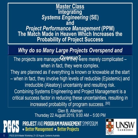PGCS 2019 Master Class Integrating SE with PPM