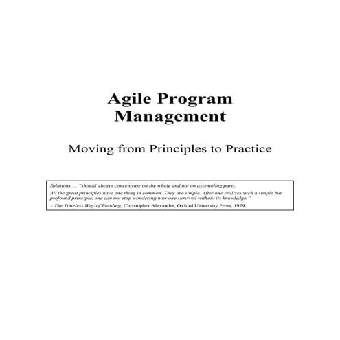 Agile Program Management - Moving from Principles to Practices