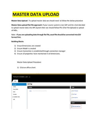 SAP BPC 10.0 NW FLAT FILE (csv)Master data upload doc