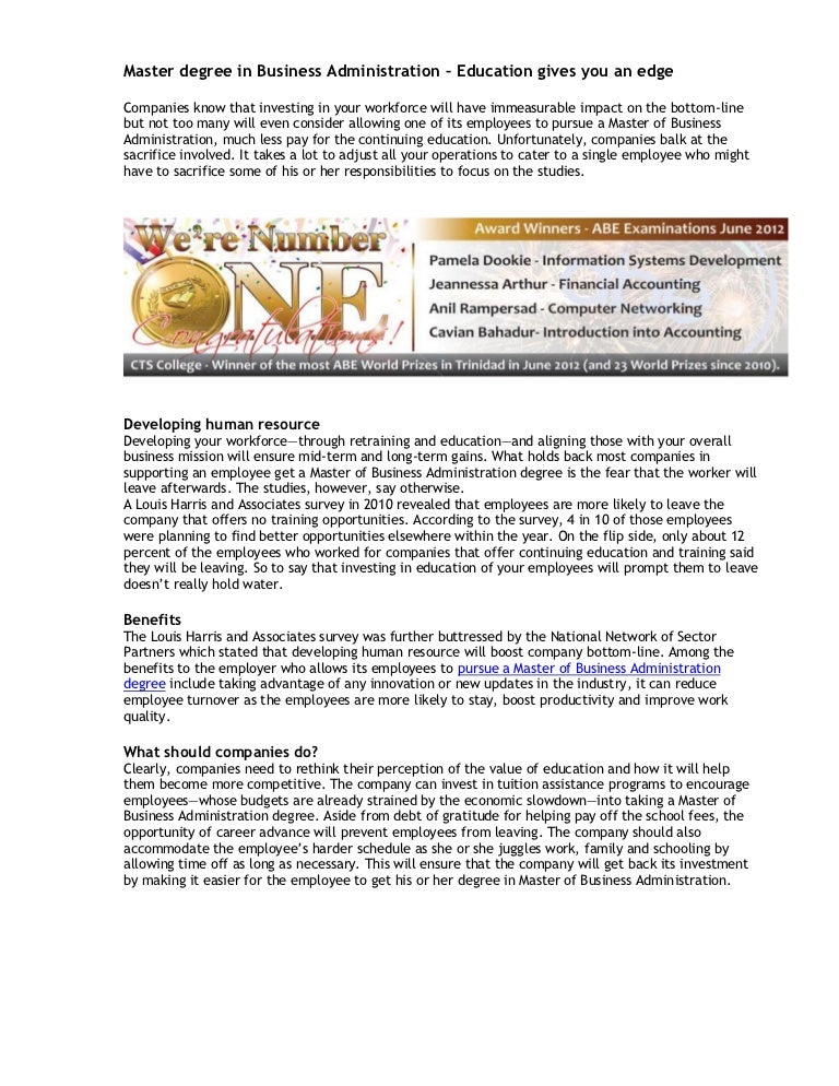 Master degree in business administration – education gives you an edge