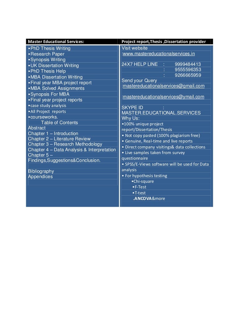 Dissertation projects in education