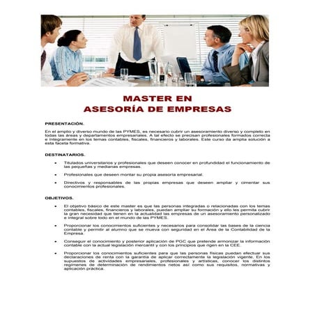 Master en asesoria de empresas